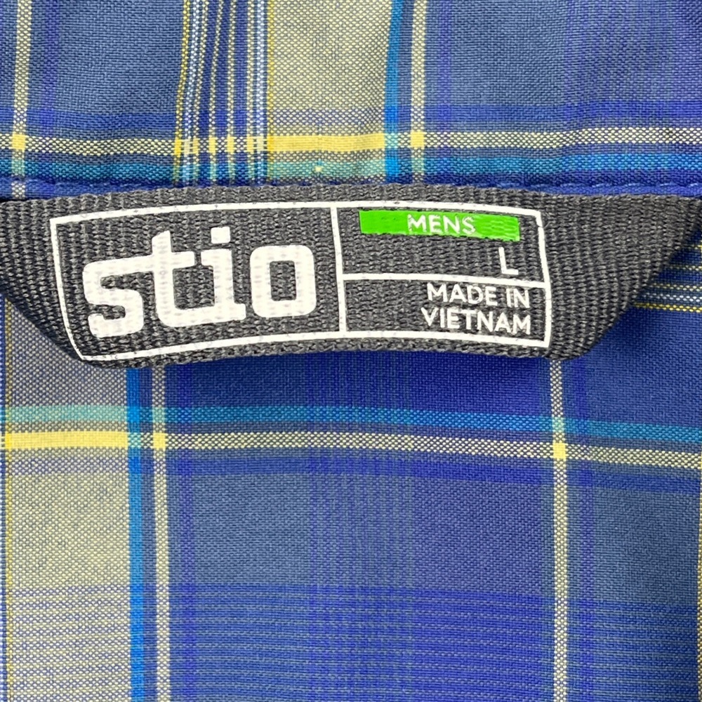 Stio Mens Eddy Short Sleeve Shirt Blue Plaid Pearl Snap Western 200141 Large - Picture 2 of 8